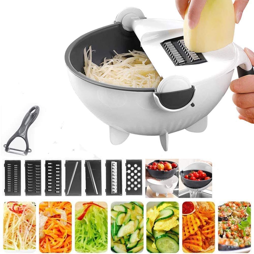 Rallador Cortador de Verduras Multifuncional 7 en 1 con Sistema de Drenaje