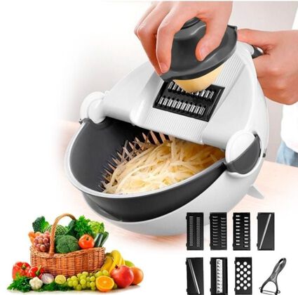 Rallador Cortador de Verduras Multifuncional 7 en 1 con Sistema de Drenaje