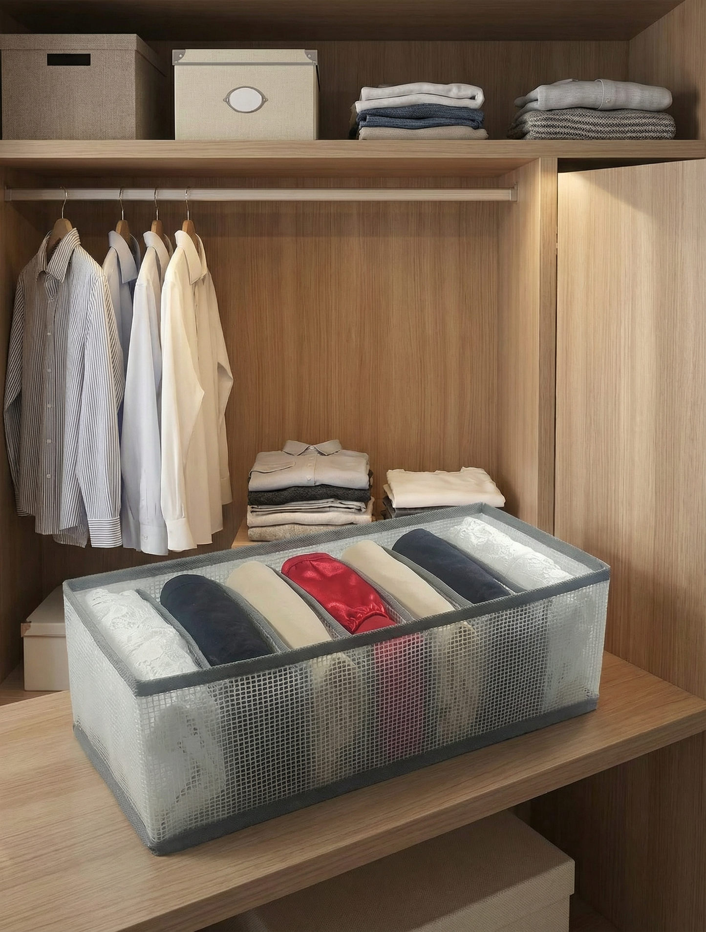 Organizador de Ropa Plegable con 7 Compartimentos 11 cm X 11cm X 33cm - TCC0023 x 3 unidades
